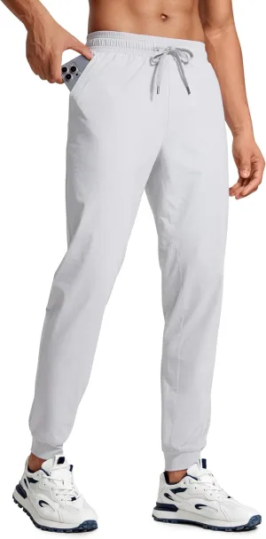 CRZ YOGA Athletic Joggers for Men Lightweight Water Resistant Outdoor Workout Pants with Zip Pockets