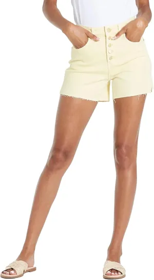 DEAR JOHN Denim Women's Shorts Classic High Rise Raw Edge Hem Casual Shorts Stretch Denim Short