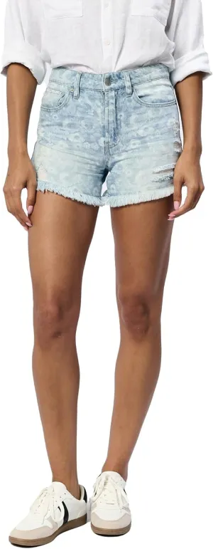DEAR JOHN Denim Women's Shorts Classic High Rise Raw Edge Hem Casual Shorts Stretch Denim Short