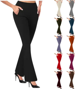 Dress Pants Women Tummy Control Workout Yoga Pants Business Casual High Waist Bootcut Work Pants Lounges with Pockets