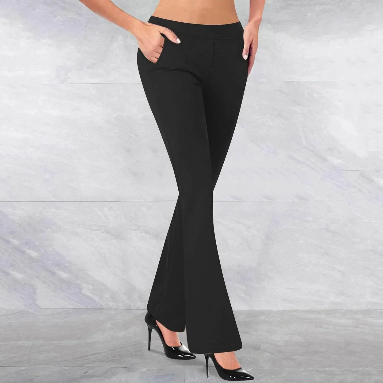 Dress Pants Women Tummy Control Workout Yoga Pants Business Casual High Waist Bootcut Work Pants Lounges with Pockets