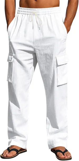evzosrz Men's Relaxed Fit Cargo Pants Stretchy Elastic Waist Loose Fit Lightweight Work Casual Cargo Pants with Multi Pockets