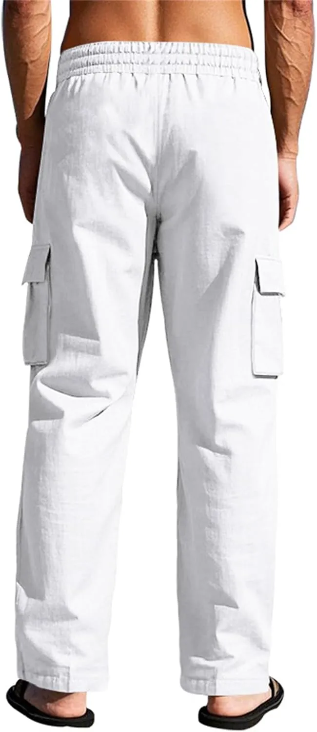 evzosrz Men's Relaxed Fit Cargo Pants Stretchy Elastic Waist Loose Fit Lightweight Work Casual Cargo Pants with Multi Pockets