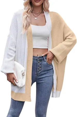 Fall Long Cardigans for Women Long Sleeve Open Front Ribbed Knit Oversized Cardigan Sweaters