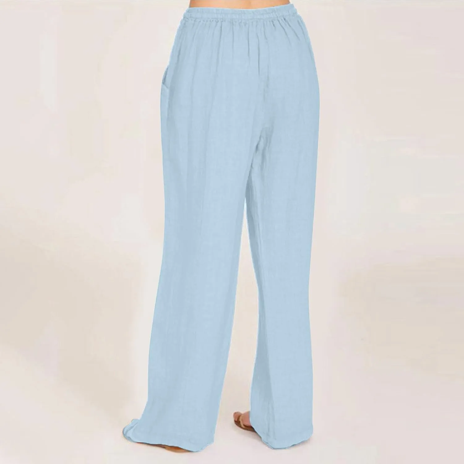 fanmpghleoo Wide Leg Linen Pants for Women Casual High Waisted Cotton Linen Pants Women Summer Business Casual Trousers Pants