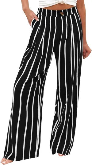 fanmpghleoo Wide Leg Linen Pants for Women Casual High Waisted Linen Palazzo Pants Flowy Beach Lounge Pants with Pockets 2025