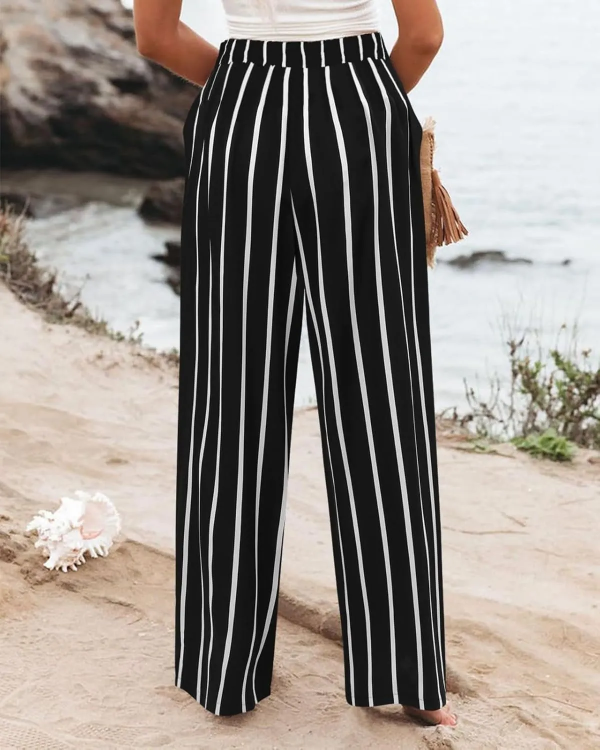 fanmpghleoo Wide Leg Linen Pants for Women Casual High Waisted Linen Palazzo Pants Flowy Beach Lounge Pants with Pockets 2025