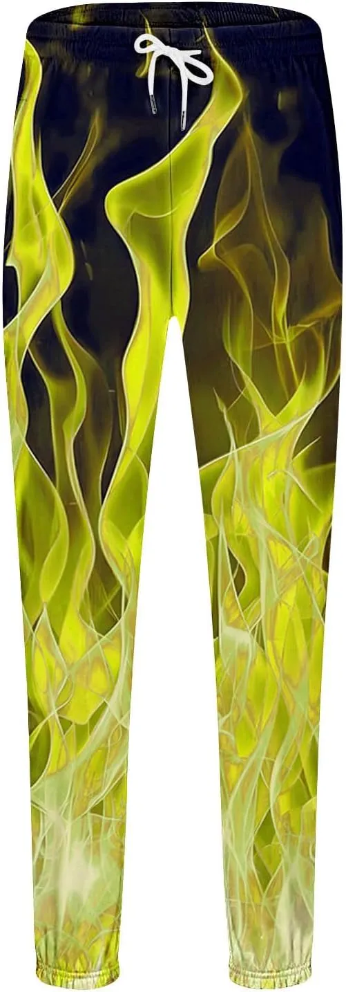Fashion Print Sweatpants for Men Winter Warm Fleece Lined Tapered Jogger Lounge Drawstring Cinch Bottom Jogging Pants