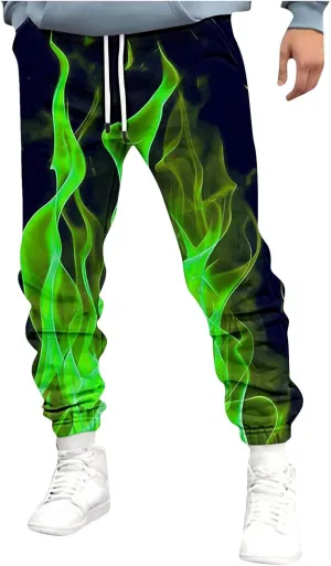 Fashion Print Sweatpants for Men Winter Warm Fleece Lined Tapered Jogger Lounge Drawstring Cinch Bottom Jogging Pants