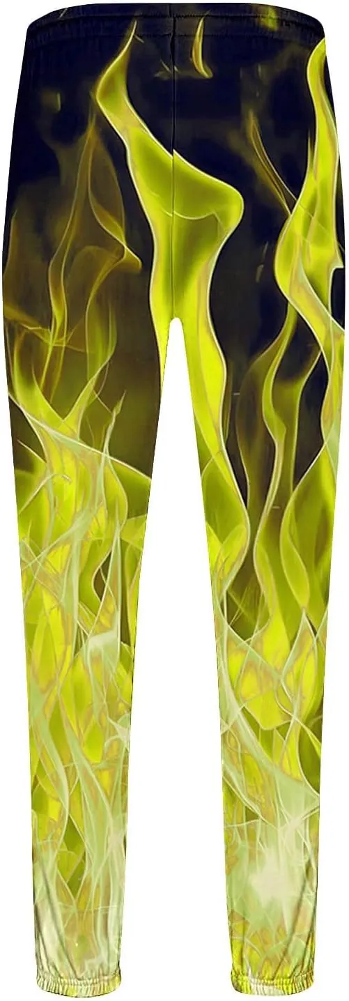 Fashion Print Sweatpants for Men Winter Warm Fleece Lined Tapered Jogger Lounge Drawstring Cinch Bottom Jogging Pants