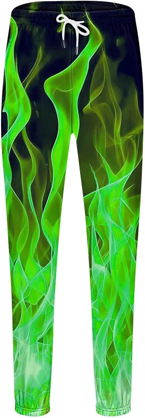 Fashion Print Sweatpants for Men Winter Warm Fleece Lined Tapered Jogger Lounge Drawstring Cinch Bottom Jogging Pants