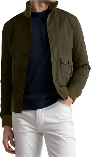 Finelylove Mens Button Down Bomber Jacket Heavyweight Warm Wool Blend Short Jacket Casual Solid Fall Winter Outwear Coat