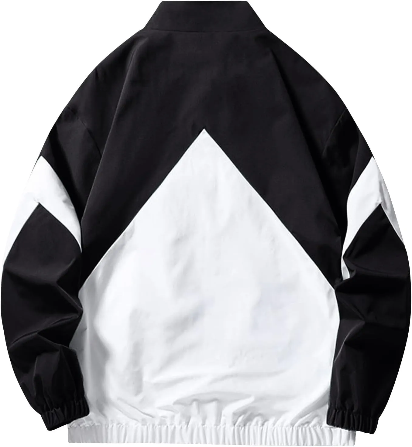Finelylove Mens Casual Bomber Jacket Lightweight Zip Up Stand Collar Varsity Jacket Fashion Color Block Windbreaker