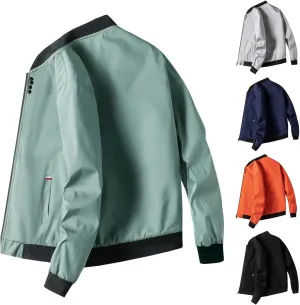 Finelylove Mens Flight Bomber Jacket Lightweight Zip Up Varsity Jacket Long Sleeve Fashion Windbreaker Fall Coat Jackets