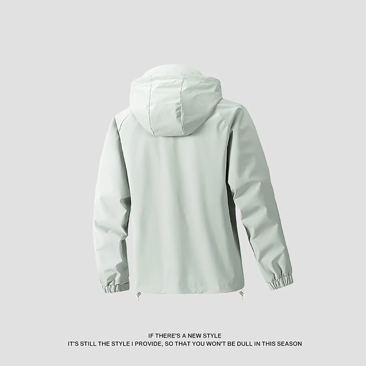 Finelylove Mens Rain Jacket Waterproof Drawstring Hooded Windbreaker Softshell Hiking Travel Jacket Fall Winter Coat