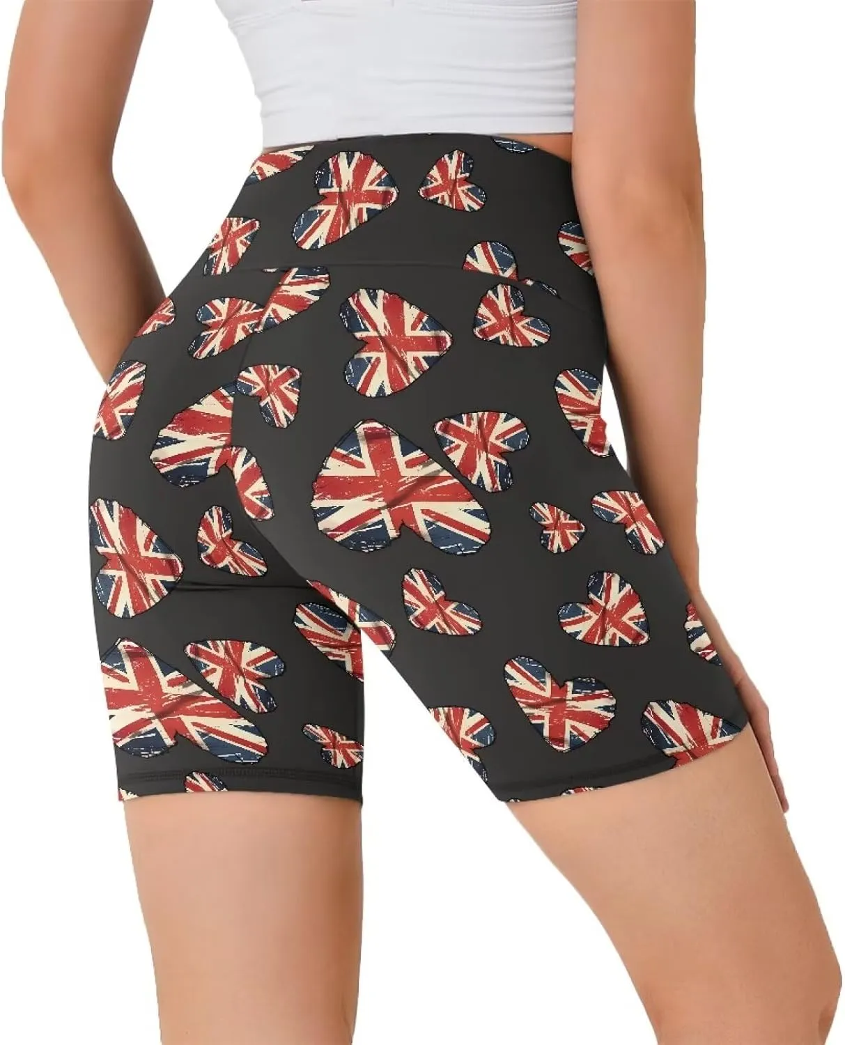 Flag Biker Shorts Women Tiger High Waisted Tummy Control Gym Yoga Short Dragon High Rise Athletic Workout Shorts 8"