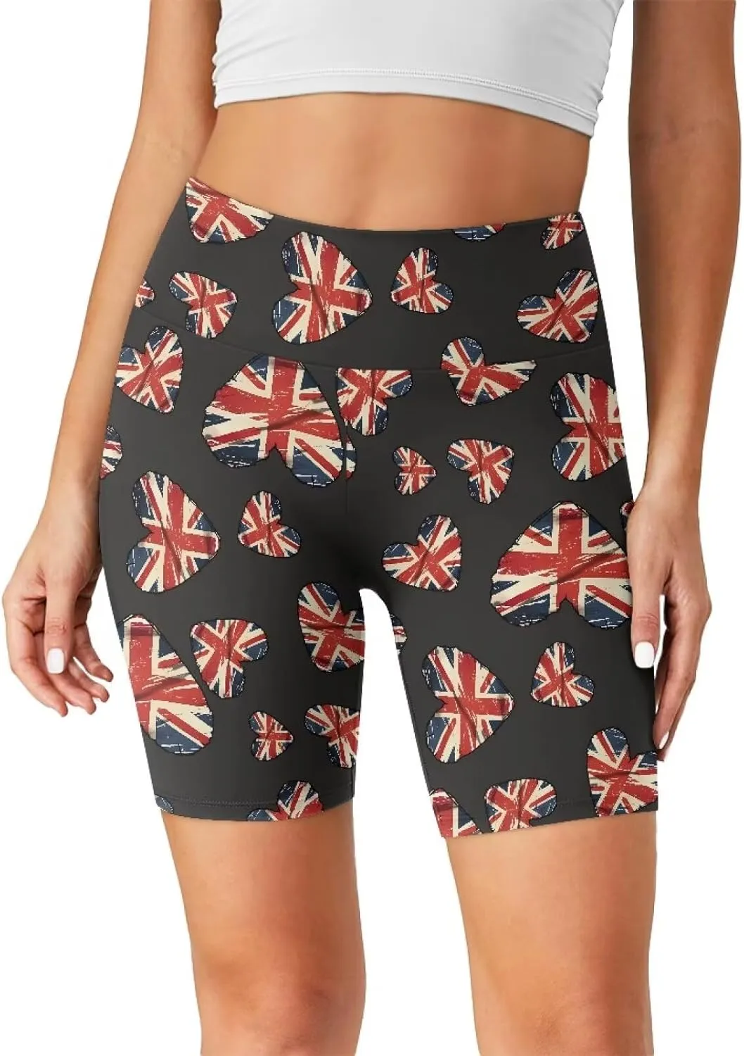 Flag Biker Shorts Women Tiger High Waisted Tummy Control Gym Yoga Short Dragon High Rise Athletic Workout Shorts 8"