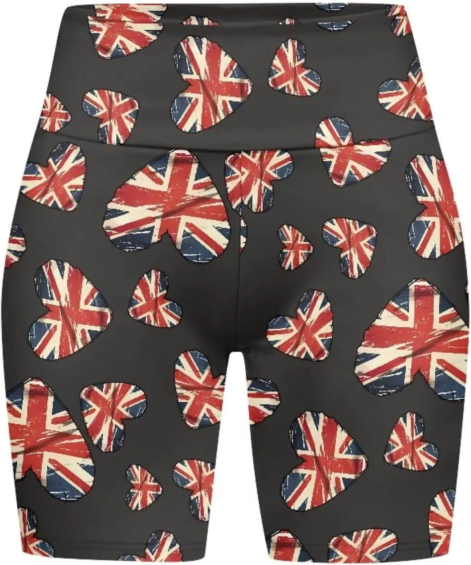 Flag Biker Shorts Women Tiger High Waisted Tummy Control Gym Yoga Short Dragon High Rise Athletic Workout Shorts 8"