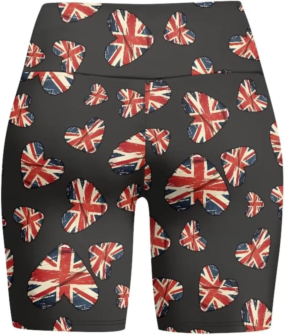 Flag Biker Shorts Women Tiger High Waisted Tummy Control Gym Yoga Short Dragon High Rise Athletic Workout Shorts 8"