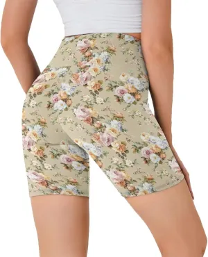 Flag Biker Shorts Women Tiger High Waisted Tummy Control Gym Yoga Short Dragon High Rise Athletic Workout Shorts 8"