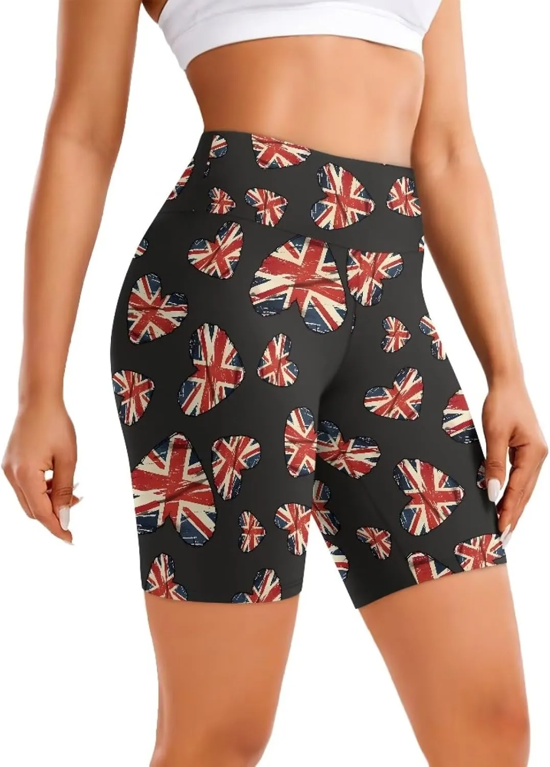 Flag Biker Shorts Women Tiger High Waisted Tummy Control Gym Yoga Short Dragon High Rise Athletic Workout Shorts 8"