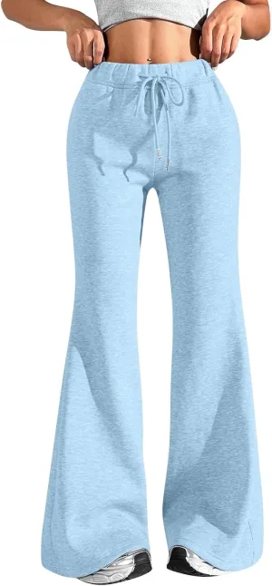 Flare Sweatpants Women Baggy Drawstring High Waisted Wide Leg Pants Casual Athletic Track Lounge Pants with Pockets