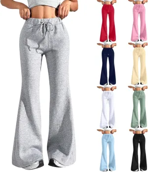 Flare Sweatpants Women Baggy Drawstring High Waisted Wide Leg Pants Casual Athletic Track Lounge Pants with Pockets