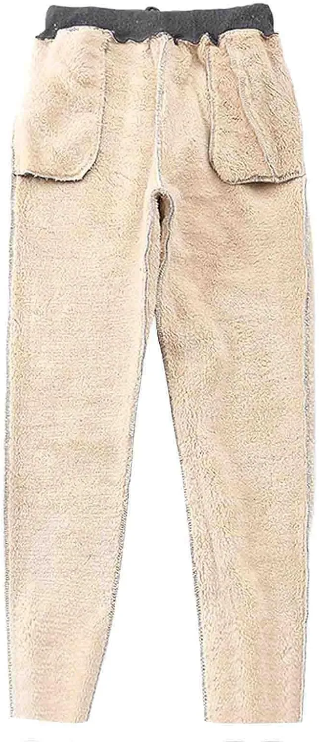 Fleece Lined Pants Women Winter Warm Sherpa Sweatpants Active Running Jogger Pants Thermal Cashmere Sweat Pants