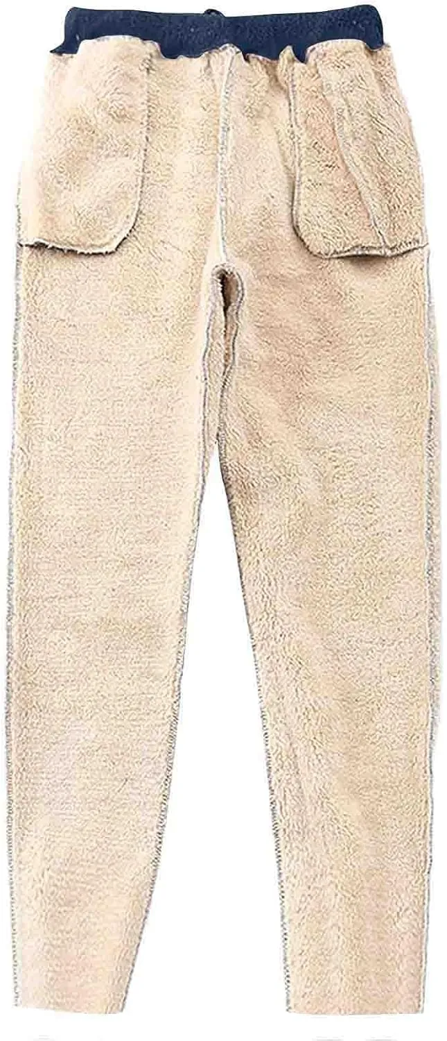 Fleece Lined Pants Women Winter Warm Sherpa Sweatpants Active Running Jogger Pants Thermal Cashmere Sweat Pants