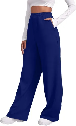Fleece Lined Wide Leg Pants Women Fleece Lined Sweatpants Wide Leg Baggy Lounge Athletic Joggers Pants with Pockets