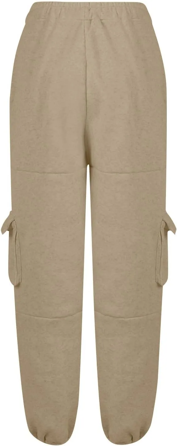 Fleece Sweatpants Womens Baggy High Waisted Wide Leg Lounge Pants with Pockets Comfy Drawstring Cinch Bottom Joggers