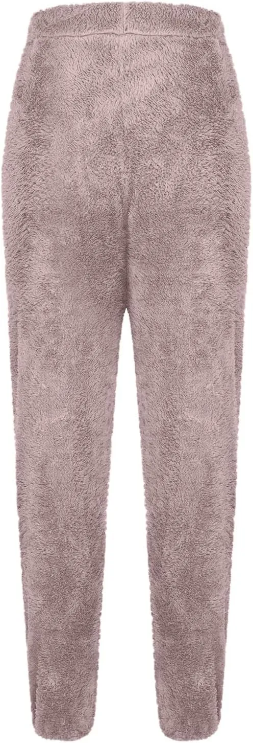 Fleece Sweatpants Womens Warm Winter Sleeppant Drawstring Waist Cashmere Pants Loose Fuzzy Casual Trousers