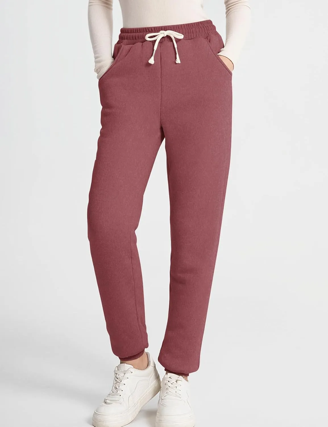 Flygo Women's Winter Warm Fleece Joggers Pants Sherpa Lined Athletic Active Sweatpants