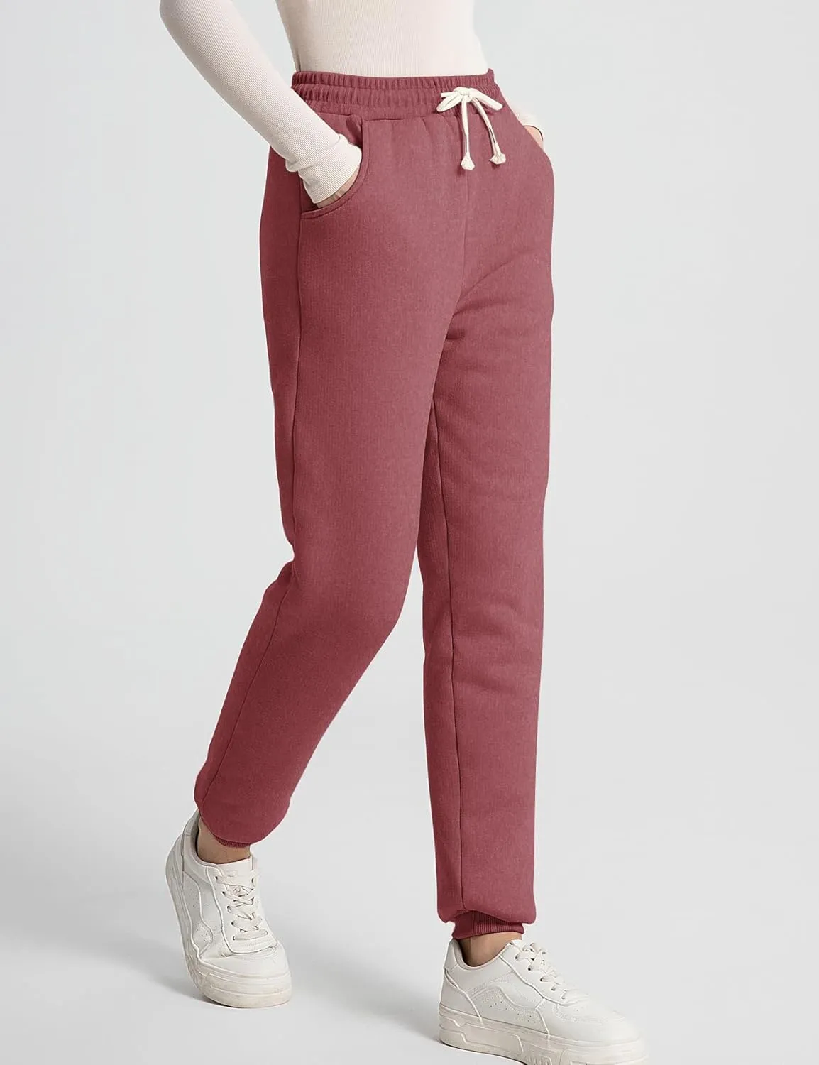 Flygo Women's Winter Warm Fleece Joggers Pants Sherpa Lined Athletic Active Sweatpants