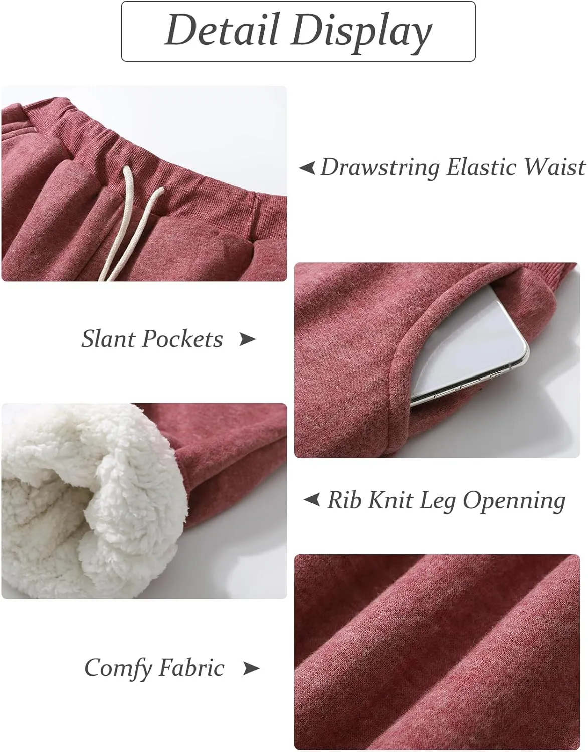 Flygo Women's Winter Warm Fleece Joggers Pants Sherpa Lined Athletic Active Sweatpants