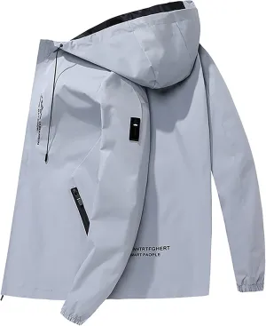 Full Zip Outdoor Jackets for Men Waterproof Fall Winter Trendy Rain Coats Windproof Hooded Clothes Hiking Plus Size Hoodies
