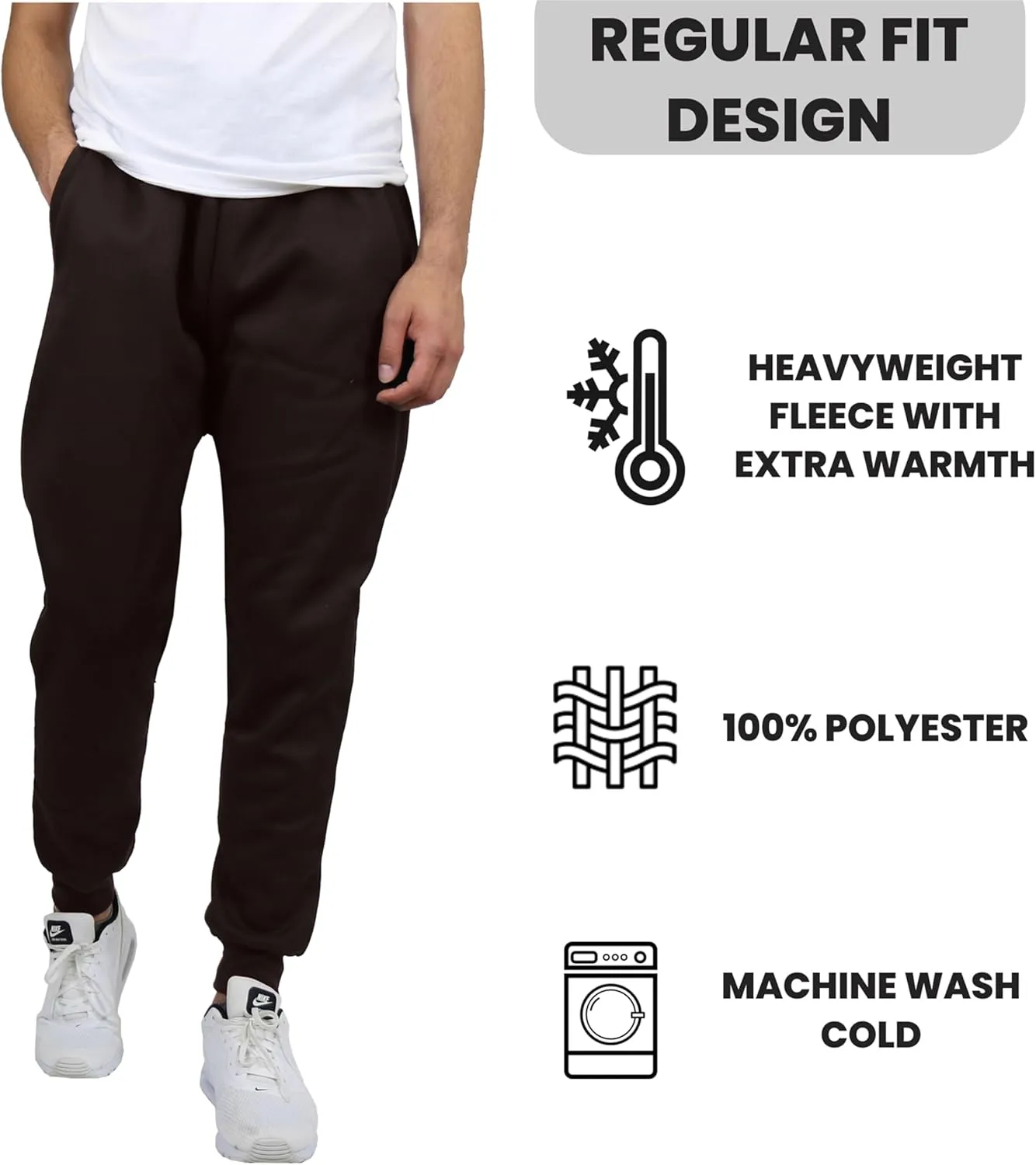 Galaxy by Harvic Men's Tech Fleece Joggers with Quilted Pocket & Knee