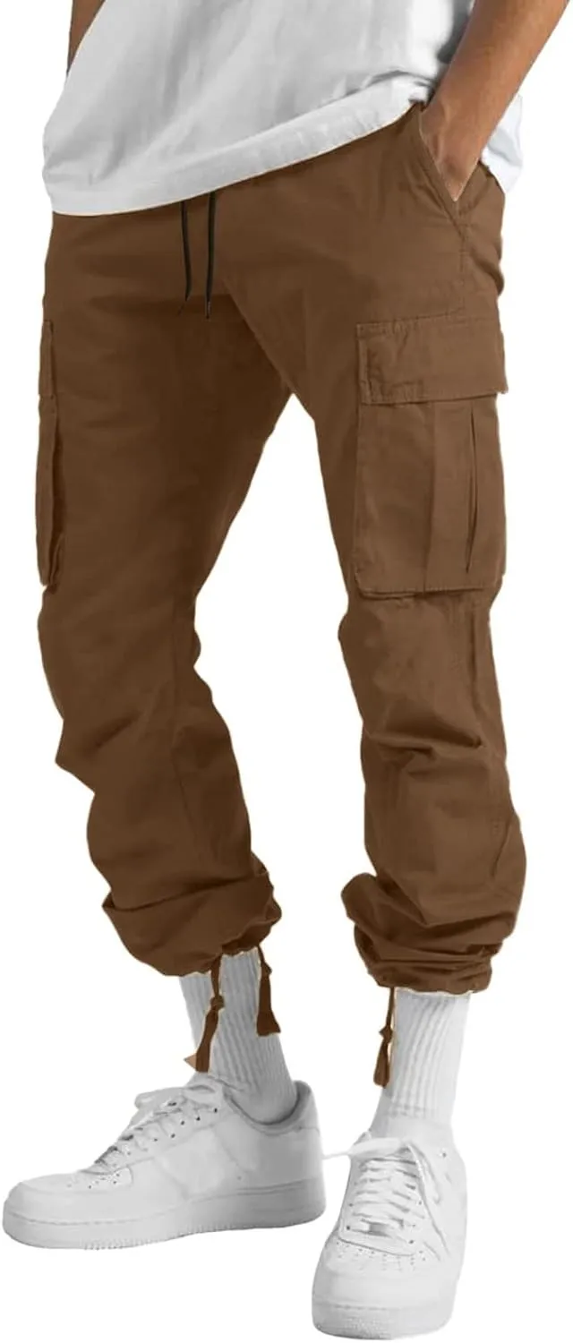 GIERIDUC Men's Cotton Yoga Sweatpants Mens Joggers Athletic Lounge Pants Open Bottom Casual Jersey Pants for Men with Pockets