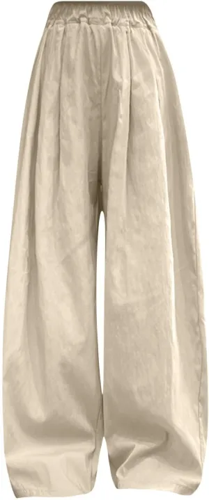 Girls Wide Leg Sweatpants Elastic Waist Summer Casual Jogger Pants Solid Straight Baggy High Waisted Sport Yoga Pants