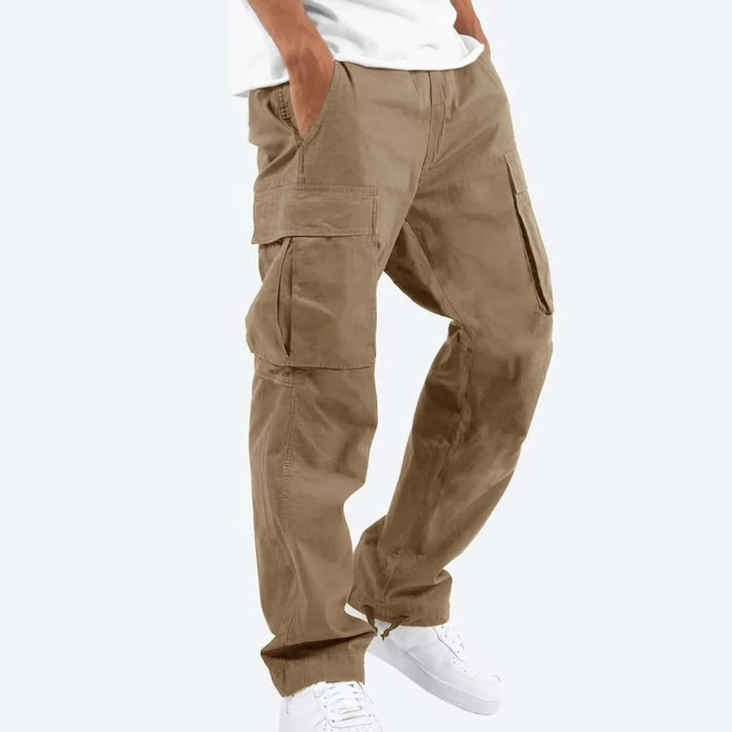 GOFULY Mens Cargo Pants Baggy Fashion Sweatpants with Pockets and Draw String with Pocket Casual Pants Joggers Trousers