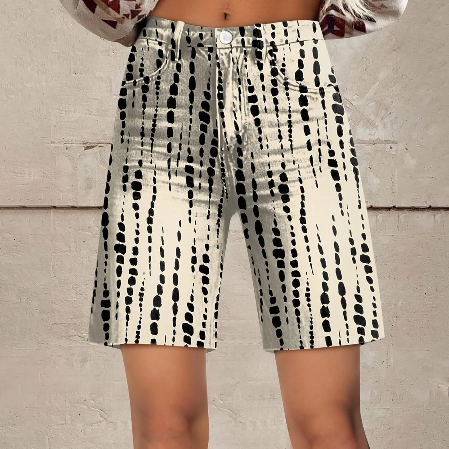 GOFULY Shorts for Women Trendy High Waisted Floral Print Loose Fit Summer Shorts Trendy Knee Length Soft Half Pants Pocket