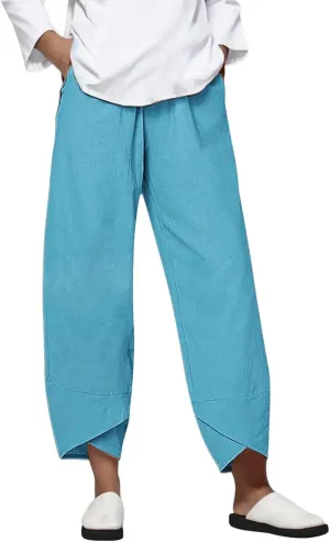GOKKILRW Cotton Linen Pants Women Summer Boho Trousers Elastic Waist Lightweight Vacation Hippie Beach Capris with Pockets