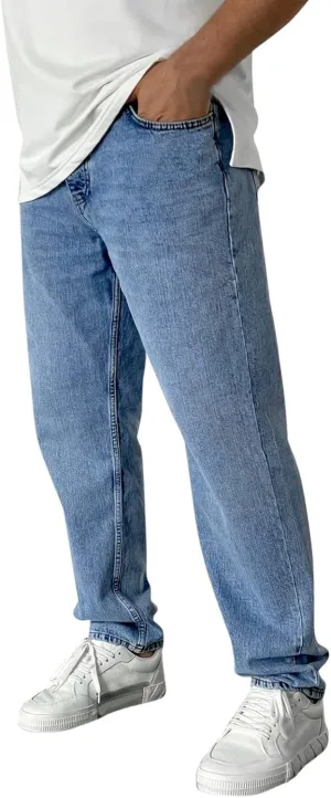 GOKKILRW Mens Relaxed Fit Straight Leg Jeans Fashion Baggy Comfort Plain Grunge Hip Hop Denim Pant Trendy Casual Denim Jogger