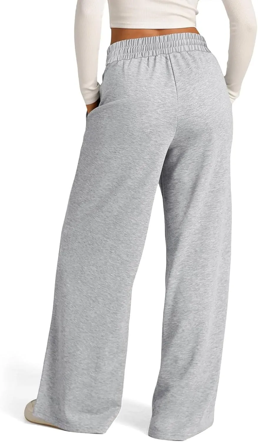 Gumipy Women Wide Leg Sweatpants Casual High Waisted Joggers Comfy Baggy Sweatpants Drawstring Lounge Pants with Pockets