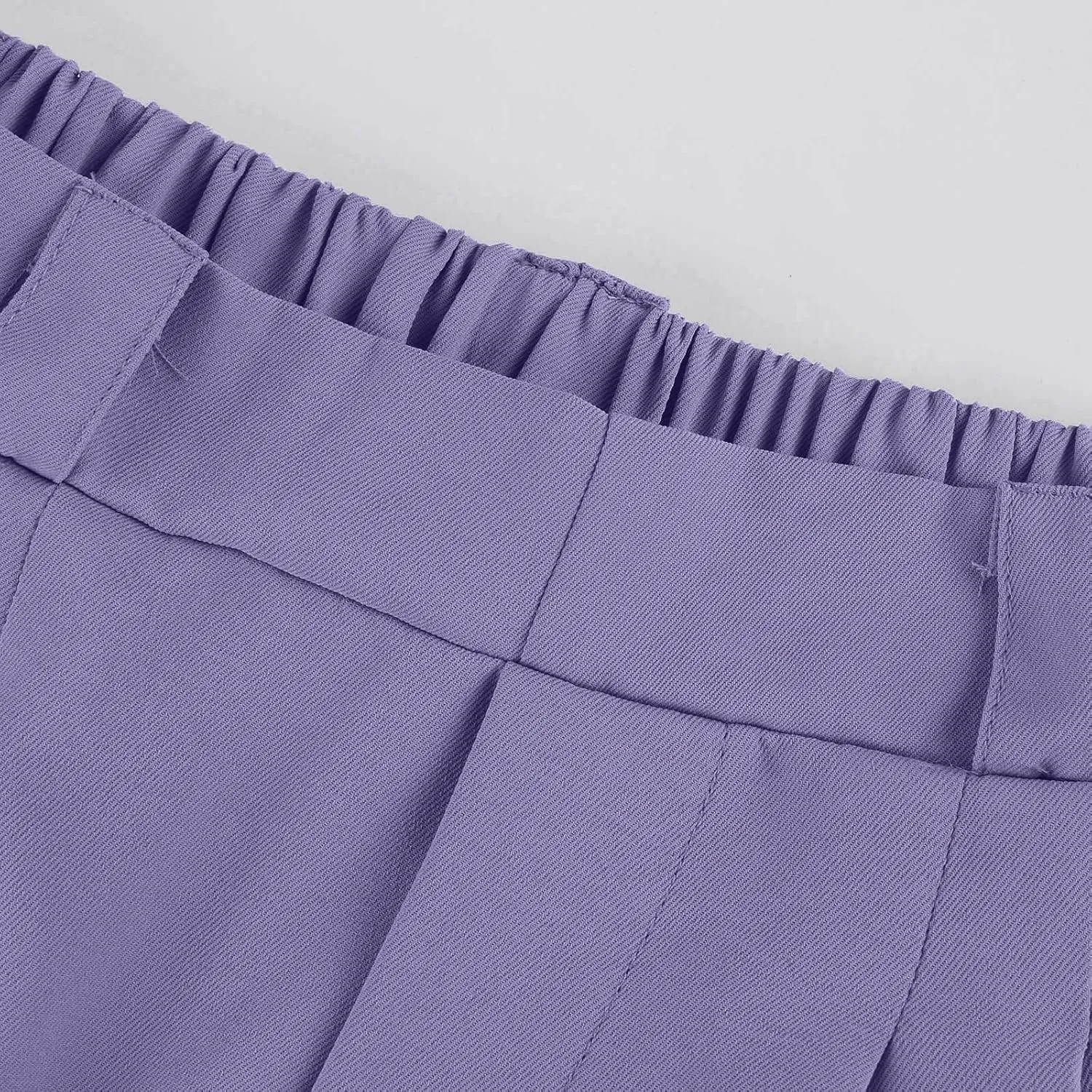 Gumipy Womens Wide Leg Pants Elastic High Waisted Crepe Pleated Pants Trendy Loose Work Pants Casual Trousers with Pockets