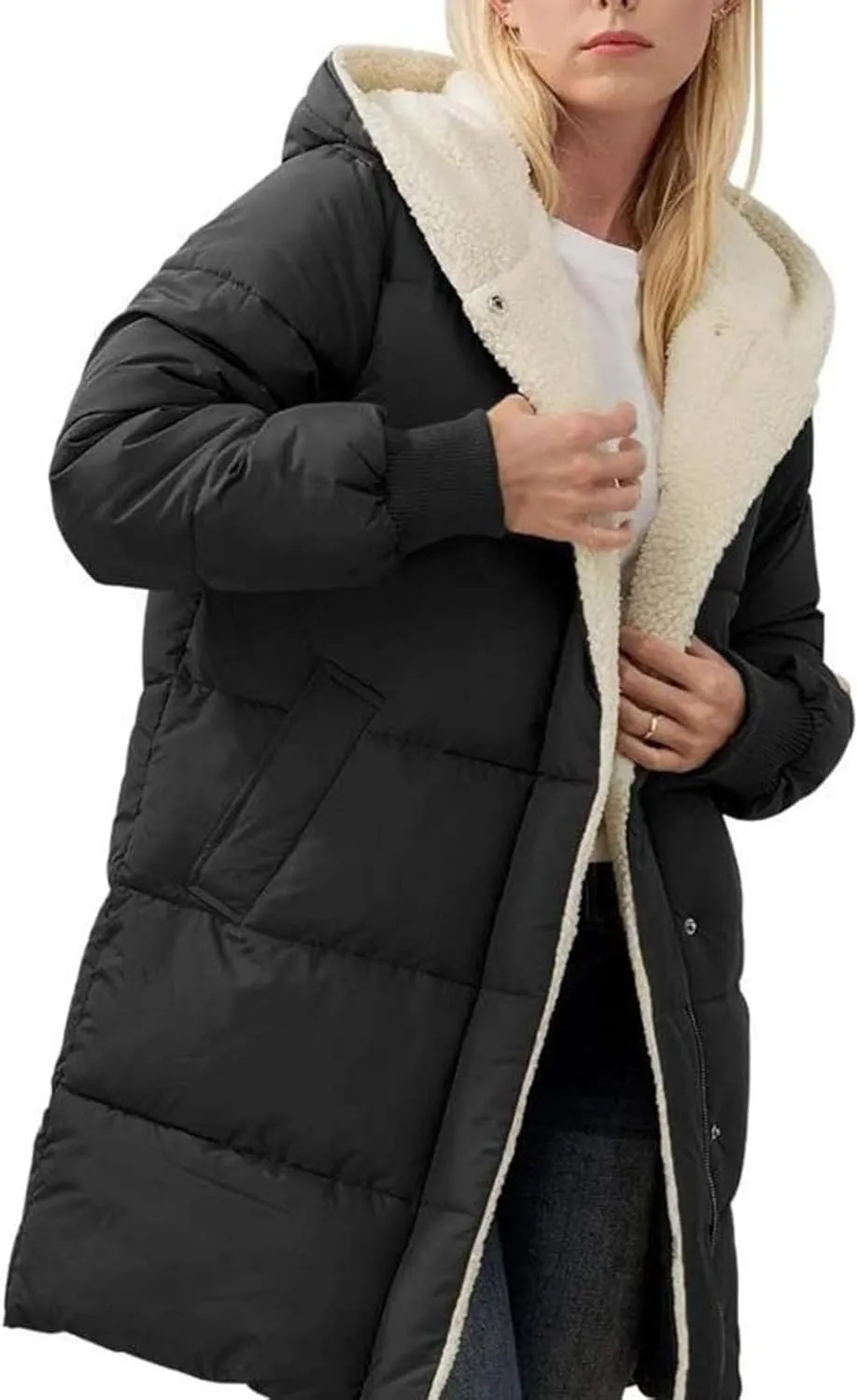 Heavyweight Outerwear Coat for Women Long Sleeve Outwear Full Zipper Solid Coat Winter Puffer Jacket Coats with