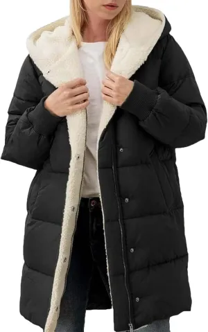 Heavyweight Outerwear Coat for Women Long Sleeve Outwear Full Zipper Solid Coat Winter Puffer Jacket Coats with
