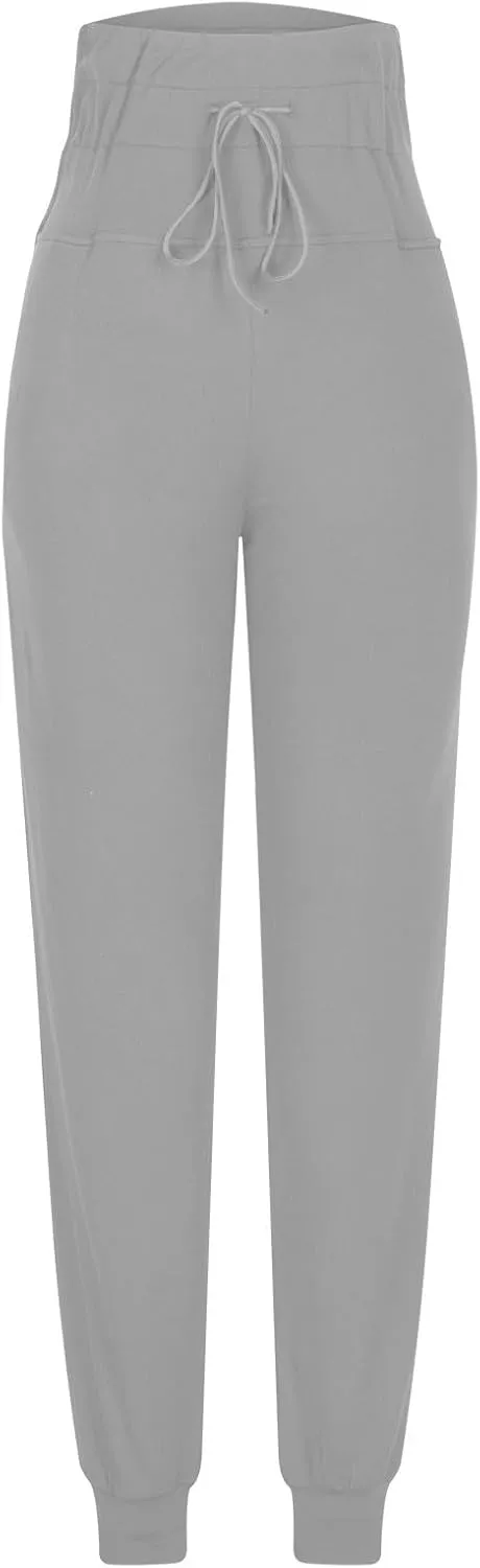 High Waisted Drawstring Pants Women Casual Soft Comfortable Pants for Travel Sports Solid Color Sweatpants Women