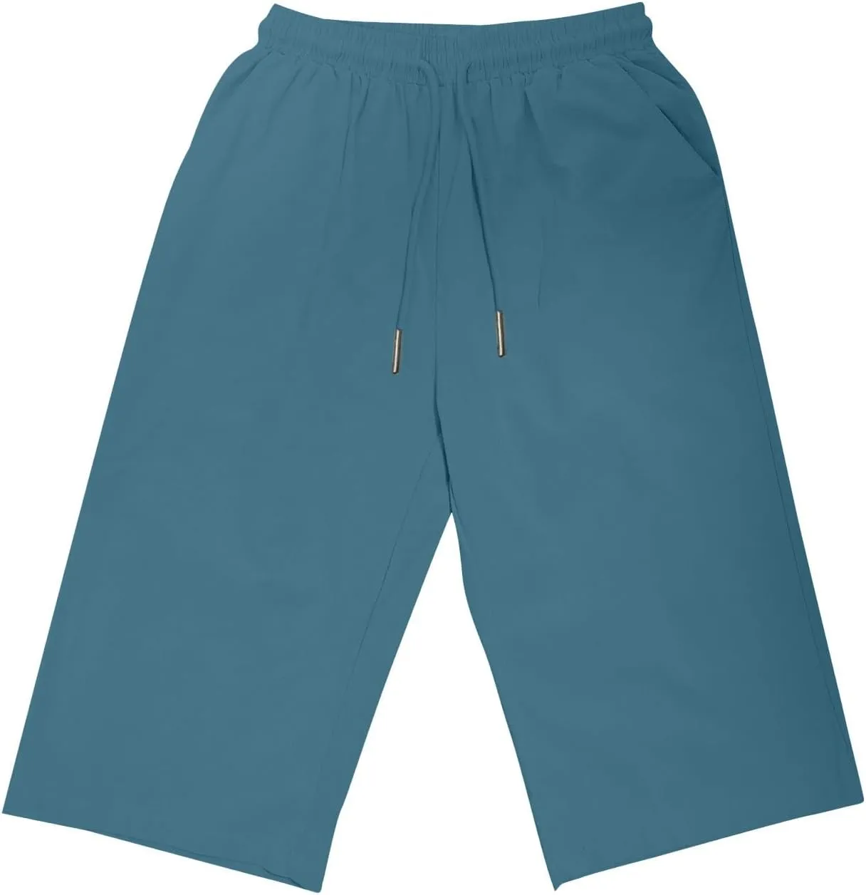 hlysgo Bermuda Shorts for Women 2024 Summer Loose Fit Knee Length Shorts High Waisted Drawstring Casual Shorts with Pockets