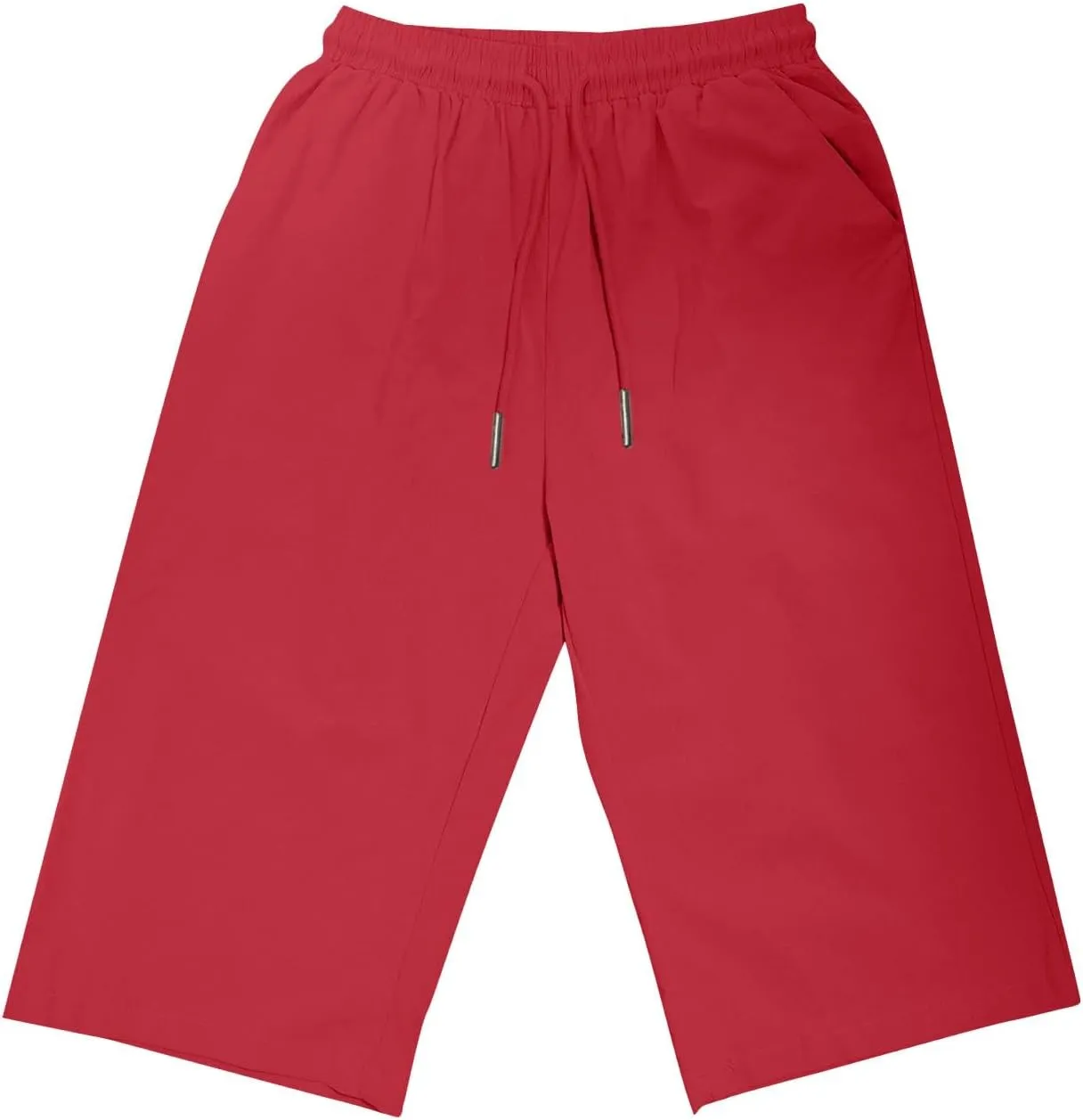 hlysgo Bermuda Shorts for Women 2024 Summer Loose Fit Knee Length Shorts High Waisted Drawstring Casual Shorts with Pockets